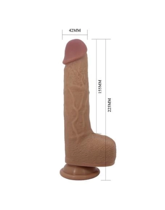 22,5 cm İleri Geri Hareketli Uzaktan Kumandalı Manyetik Şarjlı Gerçekçi Vantuzlu Melez Penis - Tommy