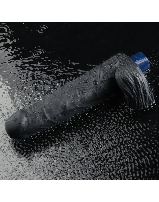 Wossi 22.6 cm USB Şarjlı Yeni Nesil Realistik Titreşimli Zenci Dildo Penis