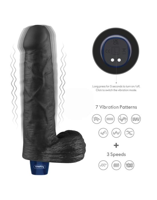 Wossi 22.6 cm USB Şarjlı Yeni Nesil Realistik Titreşimli Zenci Dildo Penis