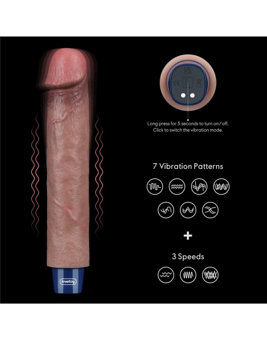 Wossi 22.8 cm USB Şarjlı Yeni Nesil Realistik Testissiz Titreşimli Zenci Dildo Penis