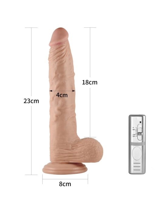 Wossi 23 cm Realistik Titreşimli Vantuzlu Anal Vajinal Dildo Penis