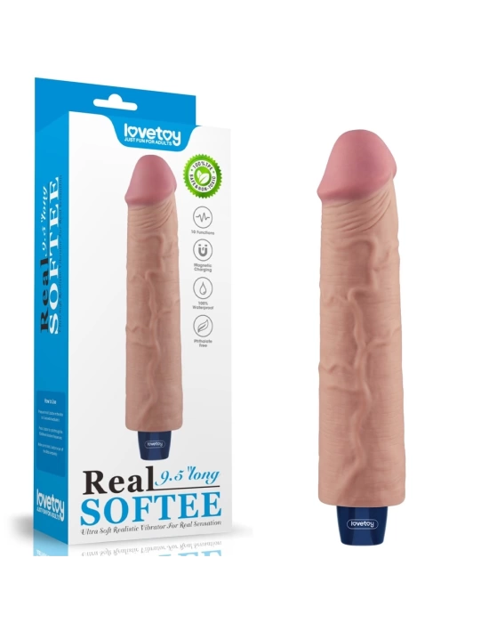 Wossi 23.7 cm USB Şarjlı Yeni Nesil Realistik Testissiz Titreşimli Ten Dildo Penis