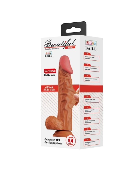 Wossi 24 cm Yeni Nesil Çift Katmanlı Realistik Vantuzlu Dildo Penis - Buraq