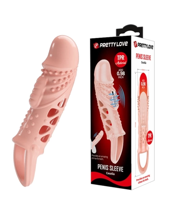 Wossi 2,5 cm Dolgu Uzatmalı Titreşimli Penis Kılıfı Prezervatif Vibratör