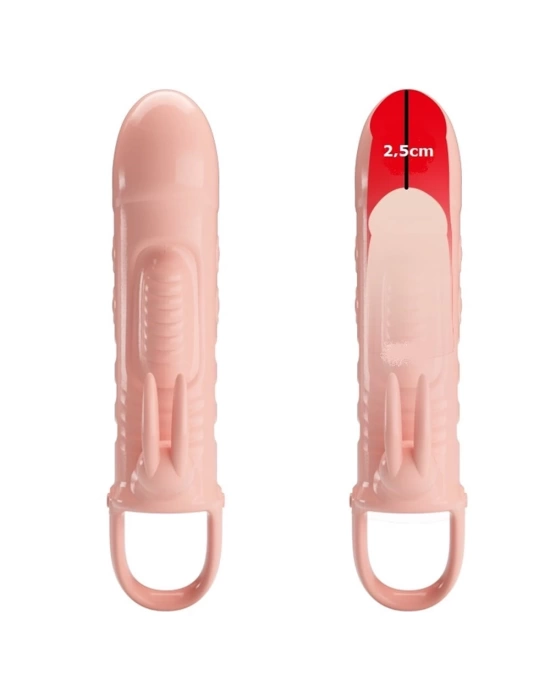 Wossi 2,5 cm Dolgu Uzatmalı Titreşimli Penis Kılıfı Prezervatif Vibratör