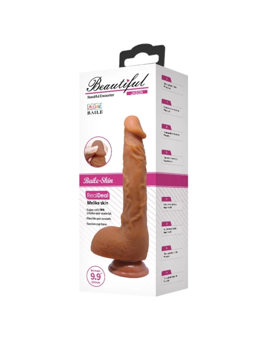 Wossi 25,2 cm Realistik Vantuzlu Melez Dildo Penis - Jason