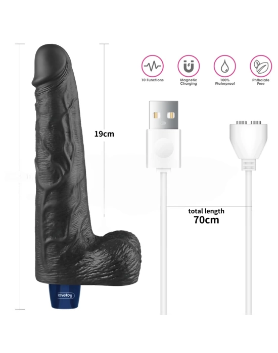 25.3 cm USB Şarjlı Yeni Nesil Realistik Titreşimli Zenci Dildo Penis