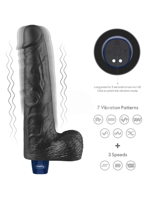 25.3 cm USB Şarjlı Yeni Nesil Realistik Titreşimli Zenci Dildo Penis