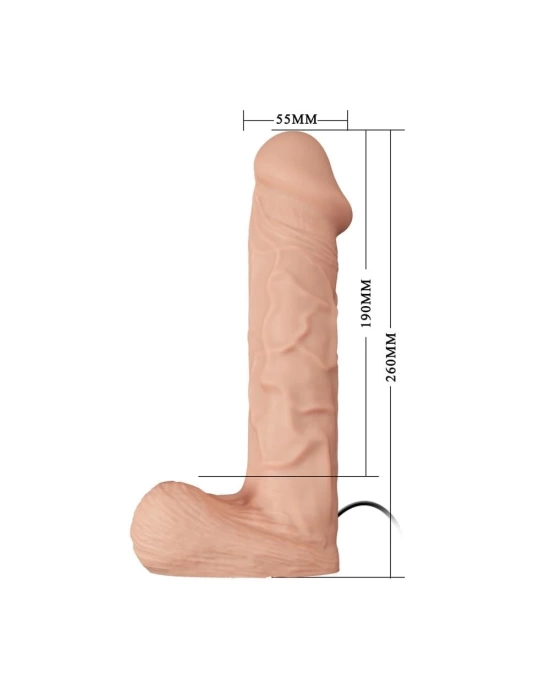 26 cm Belden Bağlamalı İçi Dolu Titreşimli Büyük Strapon Penis