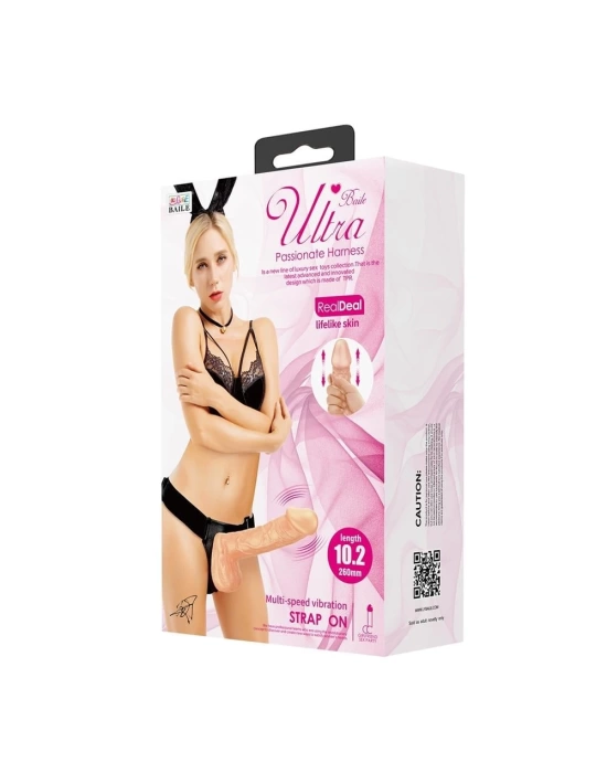 Wossi 26 cm Belden Bağlamalı İçi Dolu Titreşimli Büyük Strapon Penis