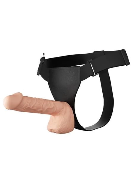 26 cm Belden Bağlamalı İçi Dolu Titreşimli Büyük Strapon Penis