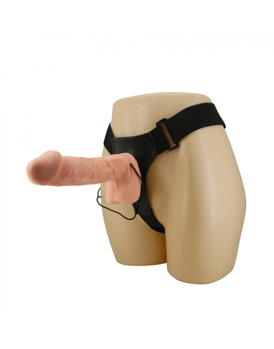26 cm Belden Bağlamalı İçi Dolu Titreşimli Büyük Strapon Penis