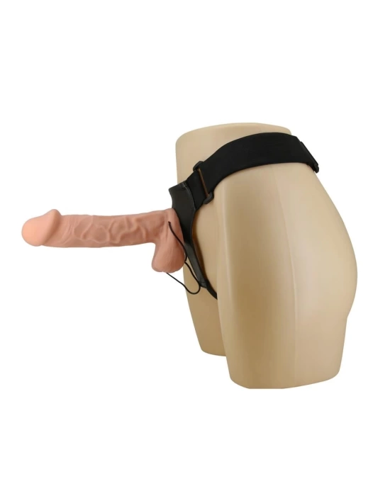 Wossi 26 cm Belden Bağlamalı İçi Dolu Titreşimli Büyük Strapon Penis