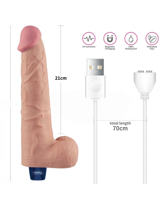 27.2 cm USB Şarjlı Yeni Nesil Realistik Titreşimli Ten Dildo Penis