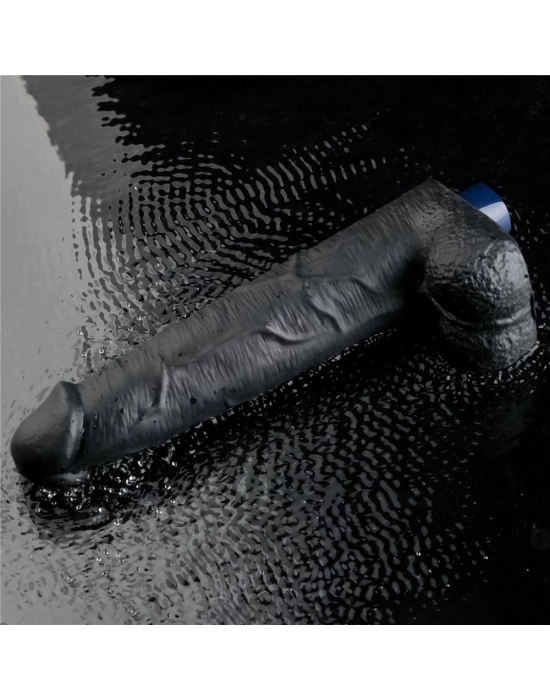 Wossi 27.2 cm USB Şarjlı Yeni Nesil Realistik Titreşimli Zenci Dildo Penis