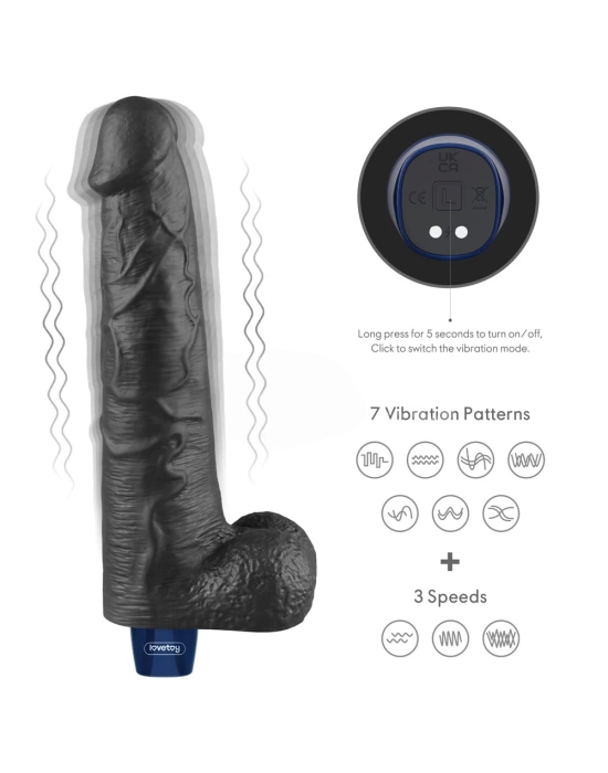 Wossi 27.2 cm USB Şarjlı Yeni Nesil Realistik Titreşimli Zenci Dildo Penis