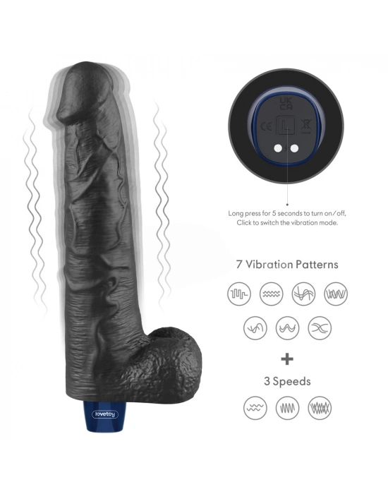 27.2 cm USB Şarjlı Yeni Nesil Realistik Titreşimli Zenci Dildo Penis