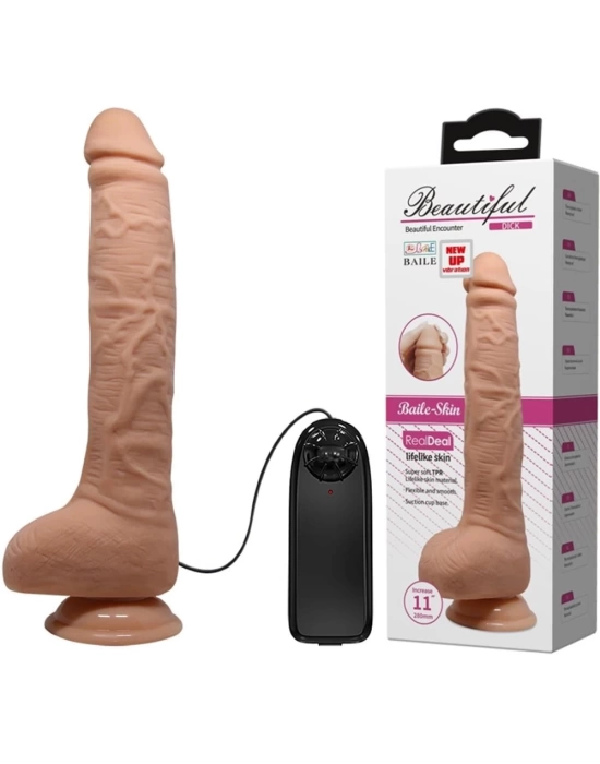 28 cm Titreşimli Gerçekçi Kalın Dildo Penis - Dick