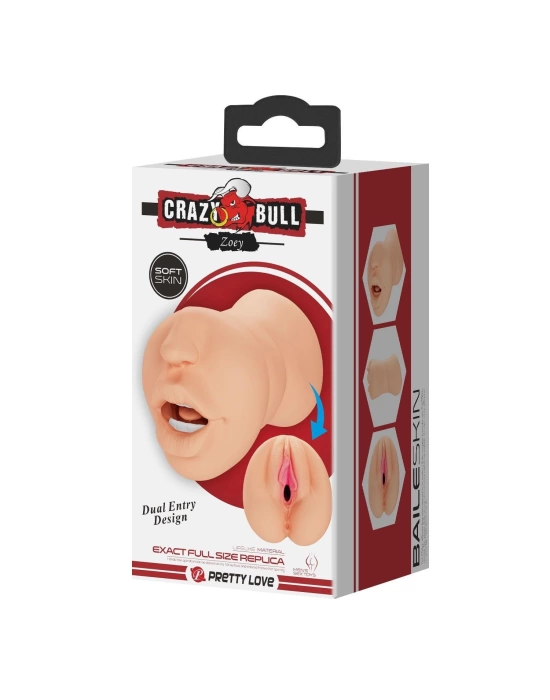 Wossi 3 Boyutlu Ten Rengi Suni Oral & Vajinal Mastürbatör - Zoey