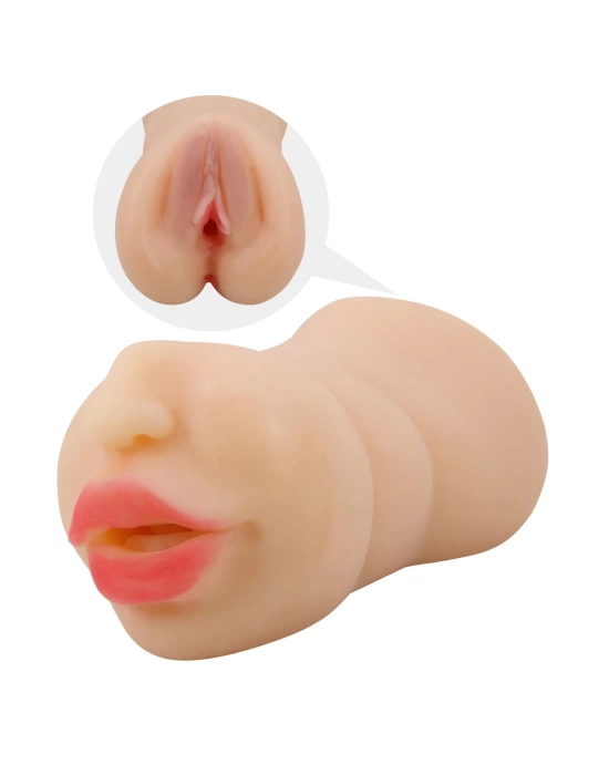 3 Boyutlu Ten Rengi Suni Oral & Vajinal Mastürbatör - Zoey