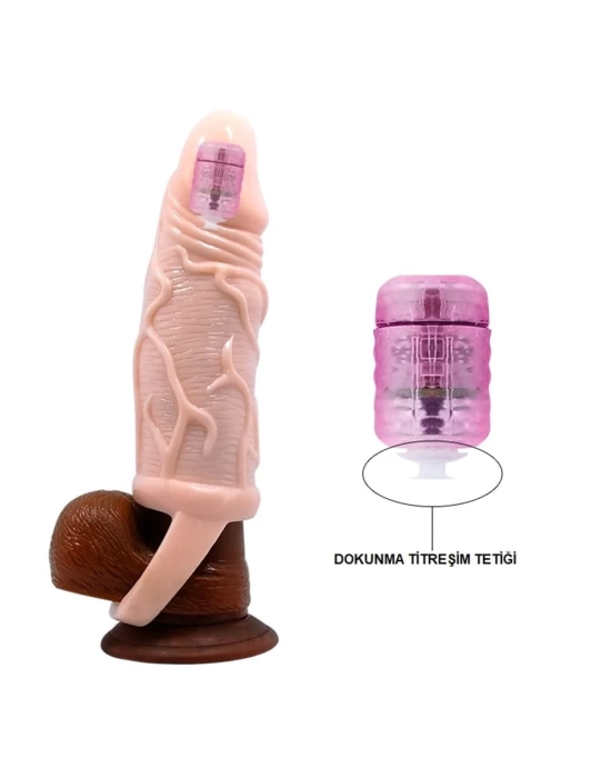 3 cm Dolgu Uzatmalı Titreşimli Penis Kılıfı Prezervatif Vibratör