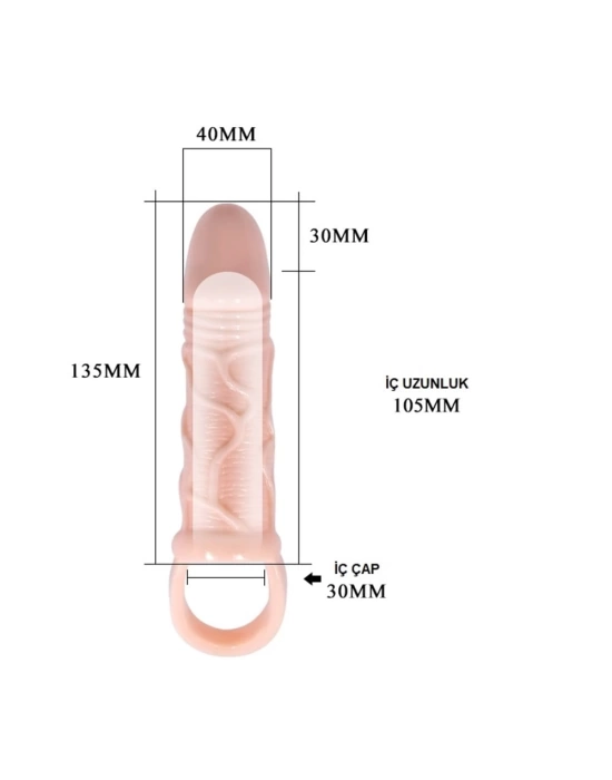 Wossi 3 cm Dolgulu Penis Kılıfı Uzatmalı Prezervatif Dildo