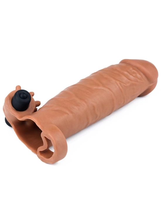 Wossi 3 cm Uzatmalı Realistik Titreşimli Penis Kılıfı Melez XTender