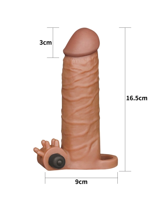 Wossi 3 cm Uzatmalı Realistik Titreşimli Penis Kılıfı Melez XTender