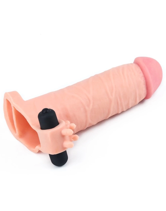3 cm Uzatmalı Realistik Titreşimli Penis Kılıfı XTender