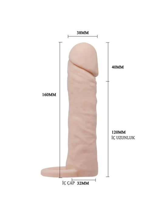 4 cm Dolgulu Realistik Uzatmalı Penis Kılıfı Dildo Ten Rengi Penis
