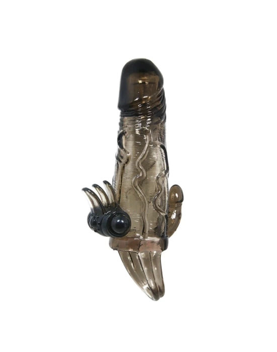 4 cm Uzatmalı Anal Vajinal ve Klitoral Uyarıcılı Titreşimli Penis Kılıfı