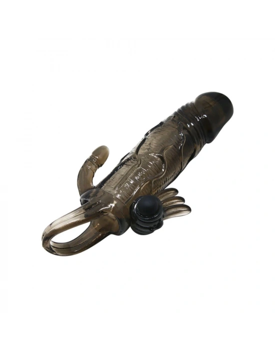 4 cm Uzatmalı Anal Vajinal ve Klitoral Uyarıcılı Titreşimli Penis Kılıfı