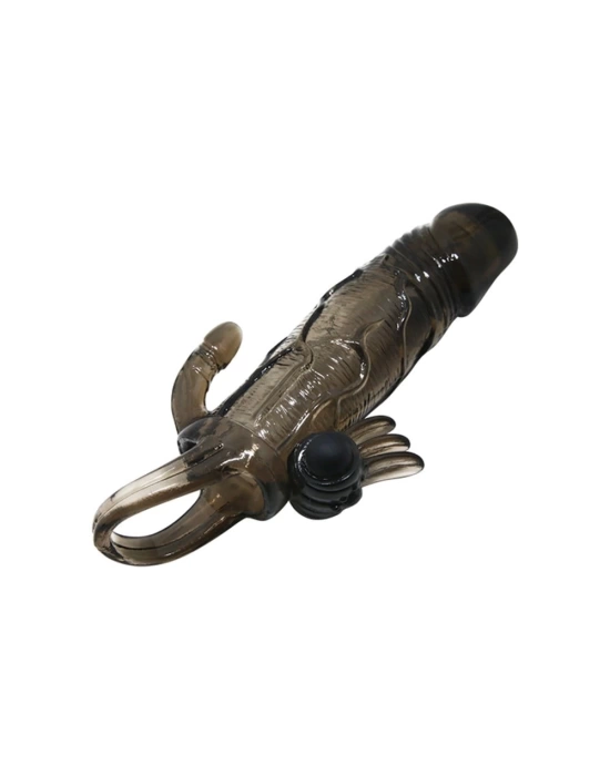 4 cm Uzatmalı Anal Vajinal ve Klitoral Uyarıcılı Titreşimli Penis Kılıfı