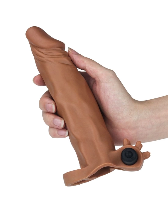 Wossi 4 cm Uzatmalı Realistik Titreşimli Penis Kılıfı Melez XTender