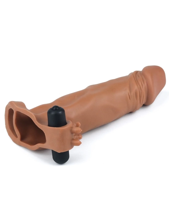 Wossi 4 cm Uzatmalı Realistik Titreşimli Penis Kılıfı Melez XTender