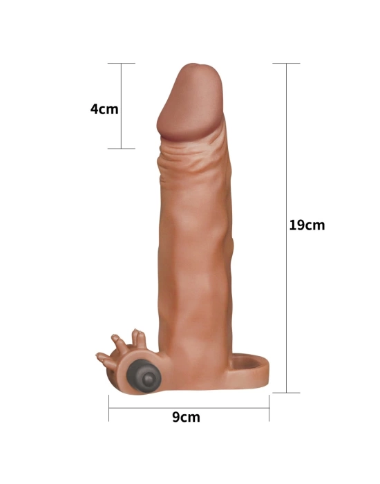 Wossi 4 cm Uzatmalı Realistik Titreşimli Penis Kılıfı Melez XTender
