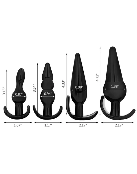 4 Parça Anal Plug Seti - Siyah