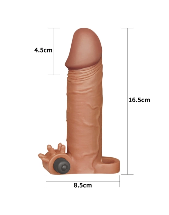 Wossi 4,5 cm Uzatmalı Realistik Titreşimli Penis Kılıfı Melez XTender