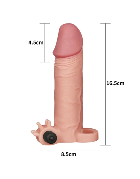 Wossi 4,5 cm Uzatmalı Ten Rengi Realistik Titreşimli Penis Kılıfı XTender