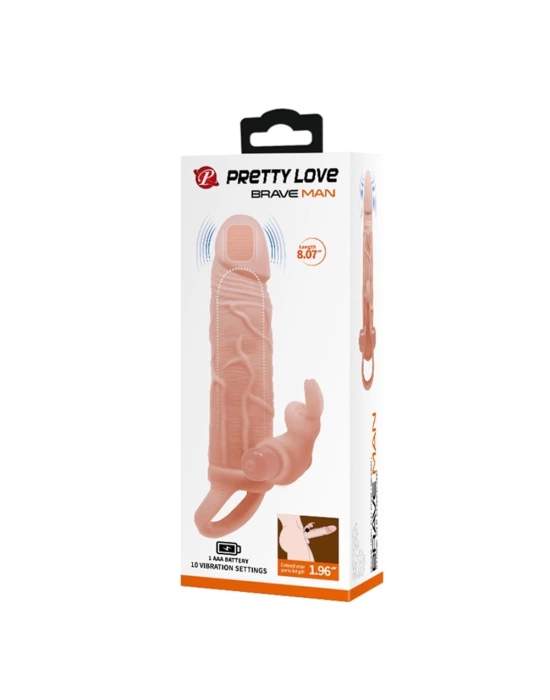 Wossi 5 cm Dolgu Uzatmalı 10 Fonksiyonlu Çift Titreşimli Penis Kılıfı Prezervatif Vibratör