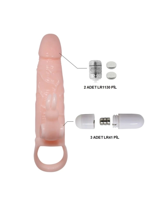 Wossi 5 cm Dolgu Uzatmalı Titreşimli Penis Kılıfı Prezervatif Vibratör