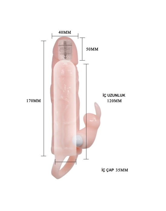 5 cm Dolgu Uzatmalı Titreşimli Penis Kılıfı Prezervatif Vibratör