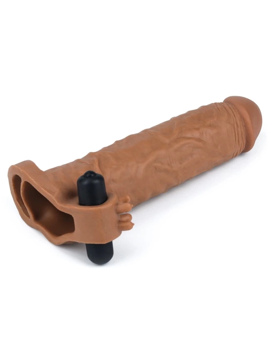 Wossi 5 cm Uzatmalı Realistik Titreşimli Penis Kılıfı Melez XTender