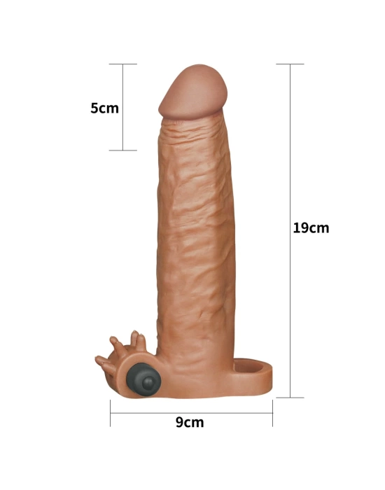 Wossi 5 cm Uzatmalı Realistik Titreşimli Penis Kılıfı Melez XTender