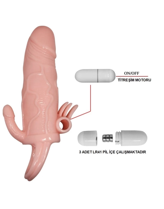 Anal Vajinal Klitoral Uyarıcılı Titreşimli Penis Kılıfı