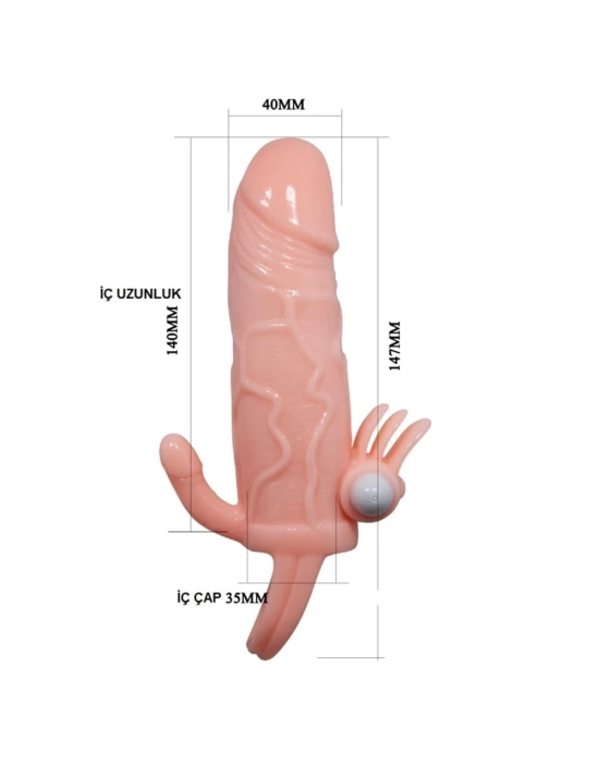 Anal Vajinal Klitoral Uyarıcılı Titreşimli Penis Kılıfı