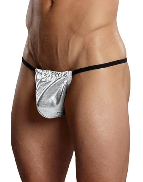 Bacio Fantazi Gümüş Renk Lame Erkek String-Tanga BC4579