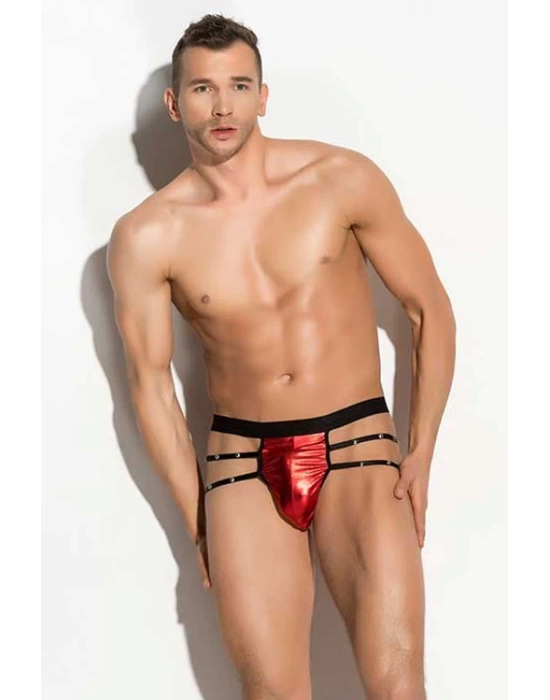 Bacio Fantezi  Erkek Aşk Kırmızısı Seksi Metalli Tanga - String BC4598