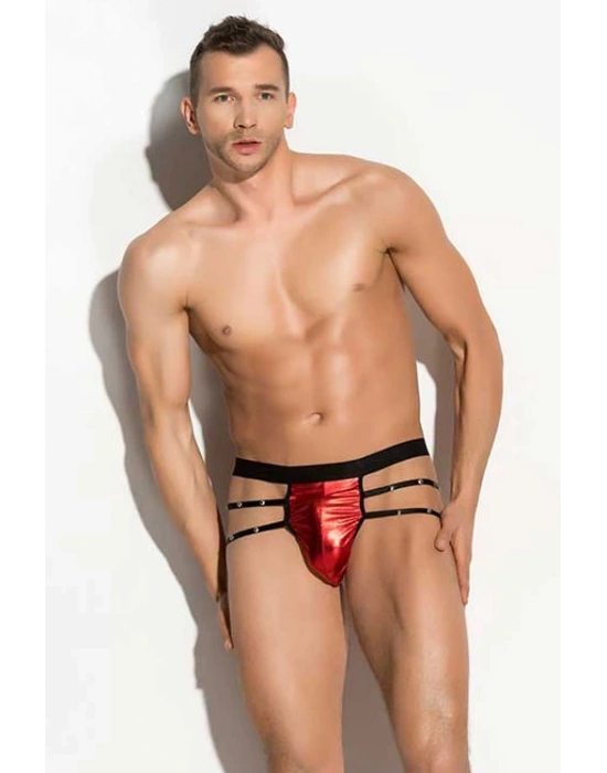 Bacio Fantezi  Erkek Aşk Kırmızısı Seksi Metalli Tanga - String BC4598