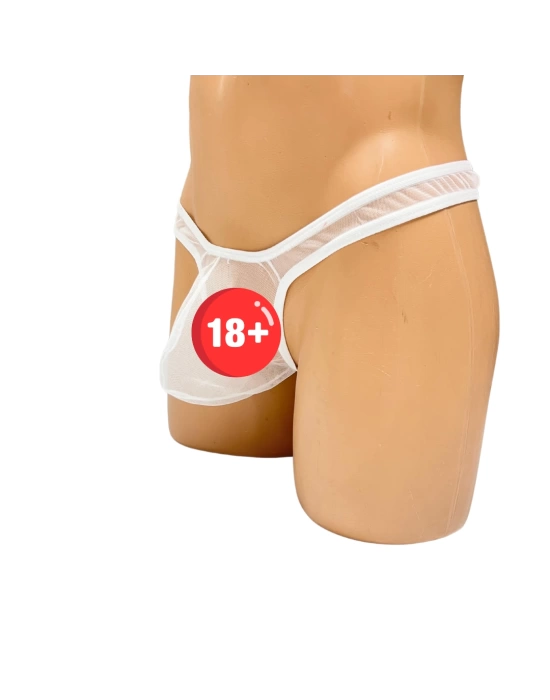 Bacio Fantezi Seksi Beyaz Transparan Erkek İç Çamaşırı BC4584
